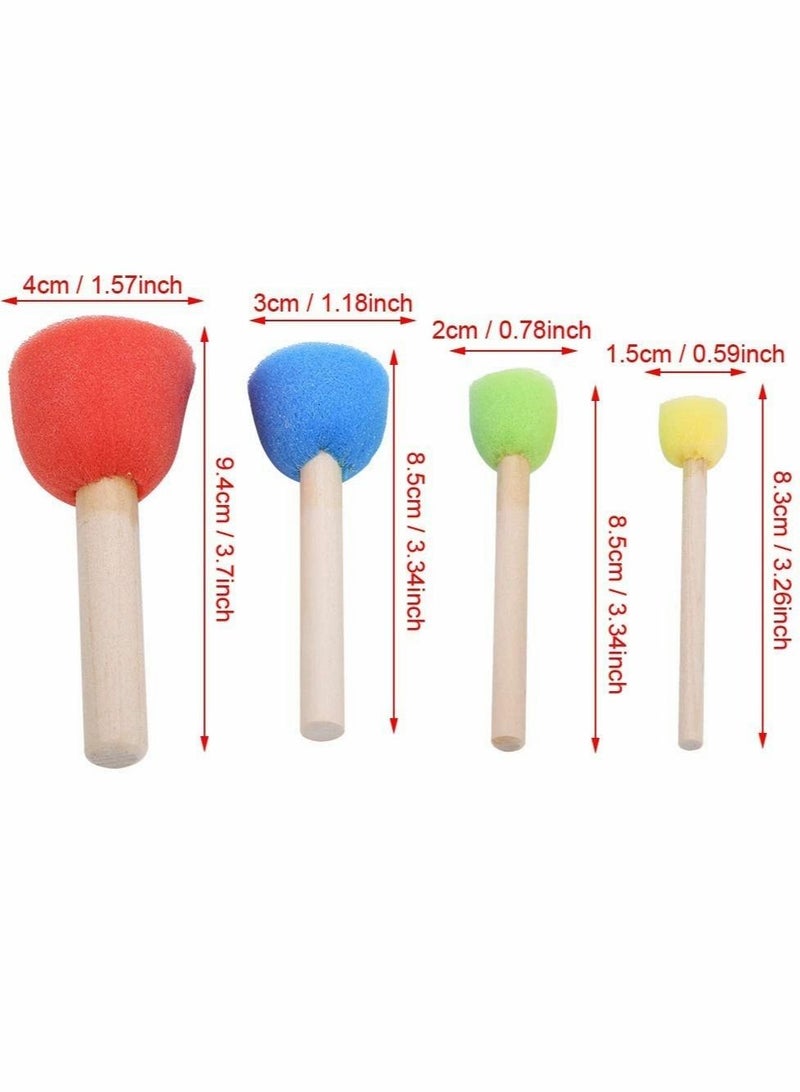 Excefore 24pcs Round Paint Foam Sponge Brush Set - Colorful Mini DIY Painting Sponge Seals with Wooden Handle Drawing Doodle Tools for for Kids Arts and Crafts - Image 2