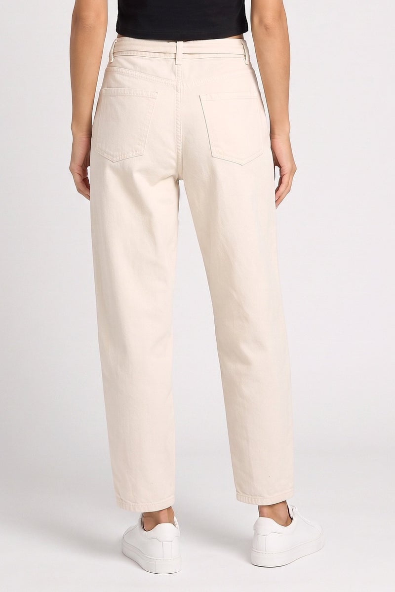 Threadbare Women Regular Fit Solid No Stretch Jeans, Cream - Image 4