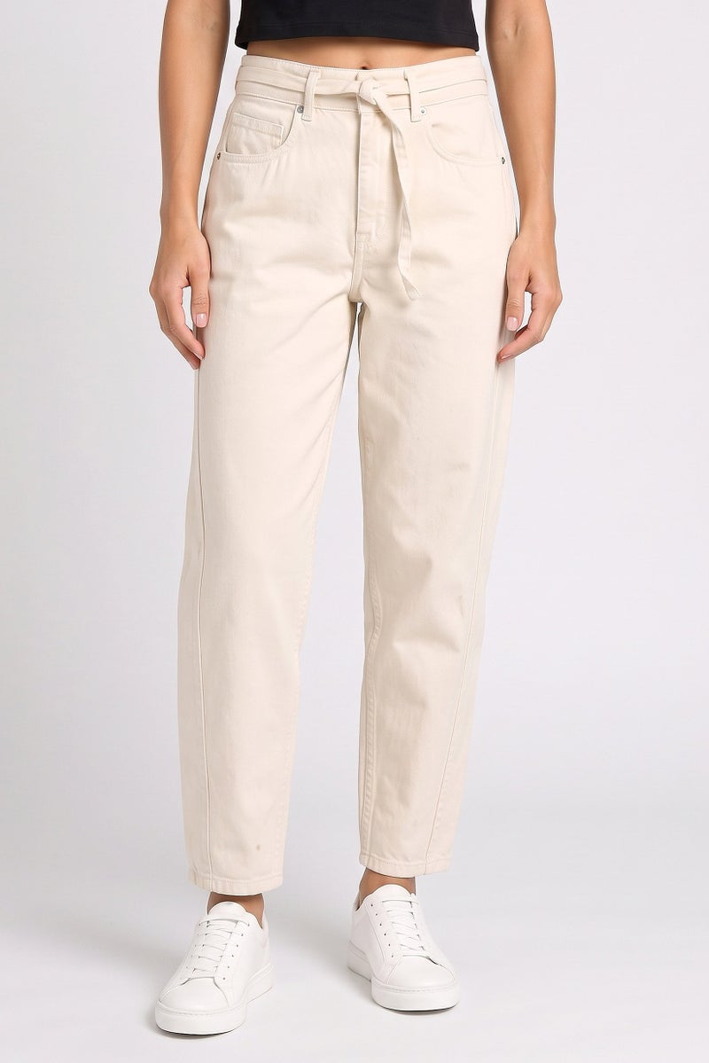 Threadbare Women Regular Fit Solid No Stretch Jeans, Cream - Image 1