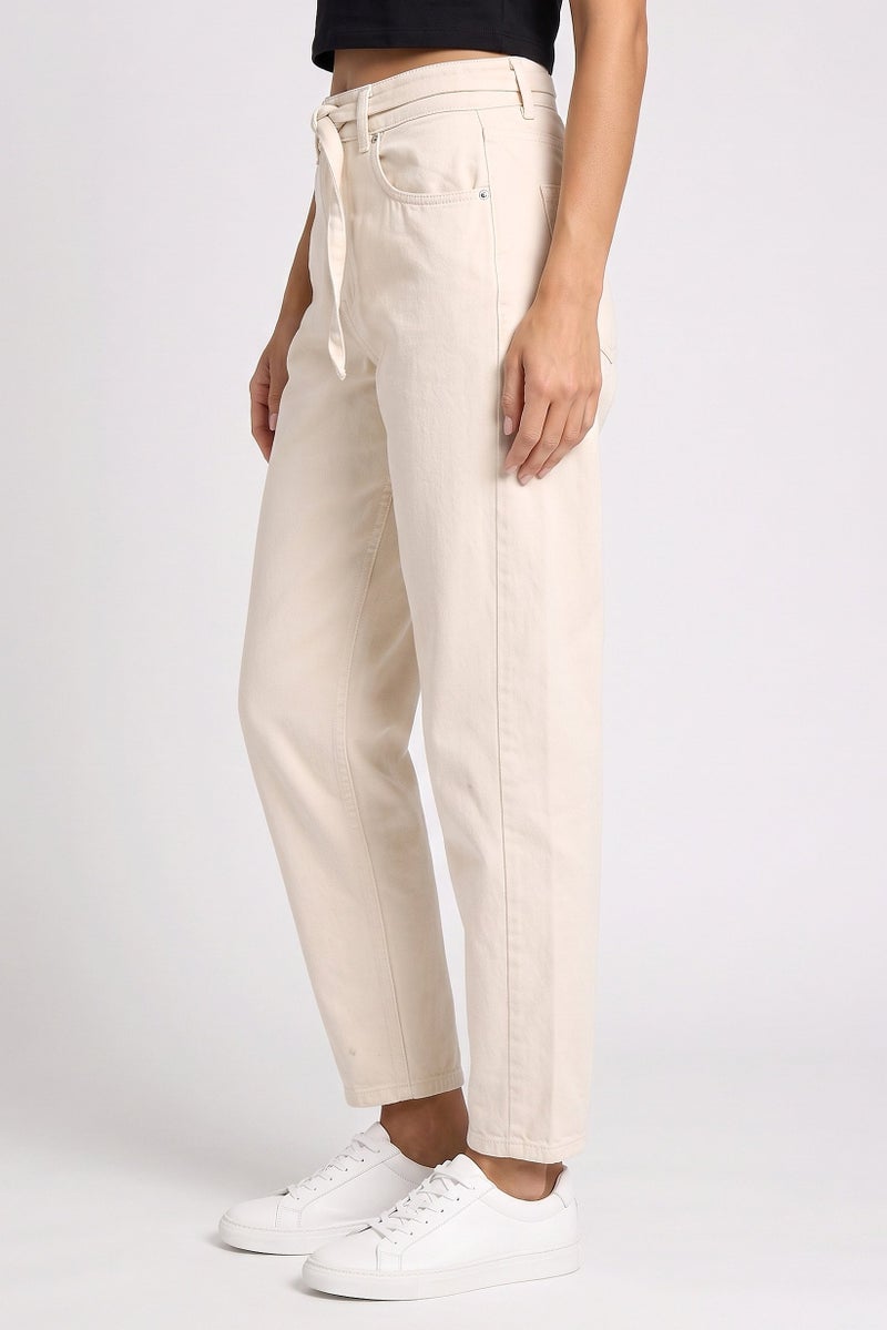 Threadbare Women Regular Fit Solid No Stretch Jeans, Cream - Image 3