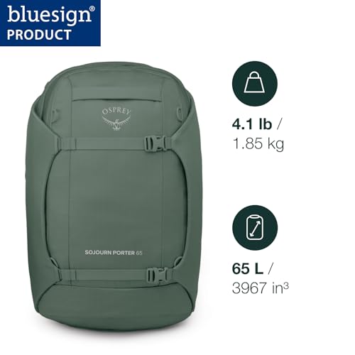 Osprey Sojourn Porter 65L Travel Backpack - Carry-On Compliant Luggage with StraightJacket Compression and Padded Laptop Sleeve - Durable Pack for International or Urban Travel Black - Image 2