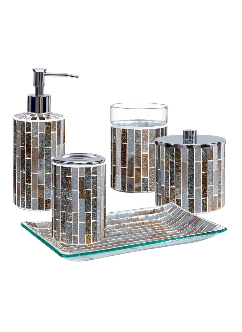 KMwares KMWARES Decorative Mosaic Glass Bathroom Accessories Set KM21 