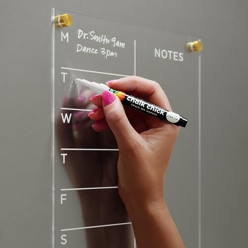 Visibly Magnetic Acrylic Weekly Calendar for Fridge, Weekly Meal Planner with Notes, Includes 4 Magnetic Wet-Erase Markers for Refrigerator, 9" X 12" | Silver Hardware - Image 4