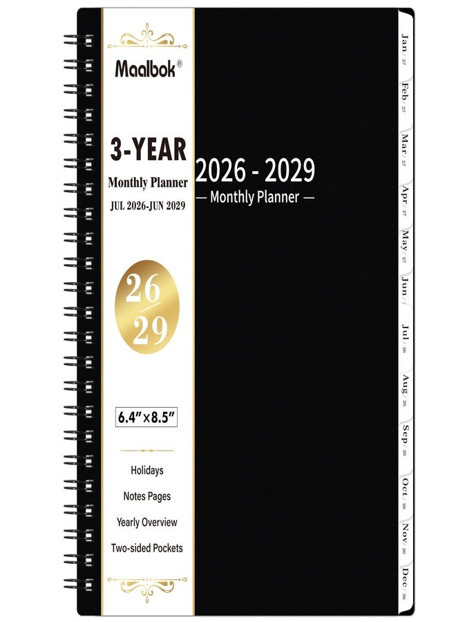 مايبوك مخطط/تقويم شهري 2026-2029 - مخطط شهري لمدة 3 سنوات 2026-2029، من يوليو 2026 إلى يونيو 2029، 6.4 بوصة × 8.5 بوصة، مخطط 36 شهرًا مع فواصل، 30 صفحة للملاحظات، جيب مزدوج الجوانب، العطلات، التواريخ اليوليانية - Image 1
