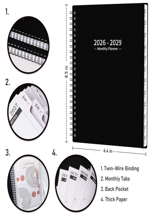 مايبوك مخطط/تقويم شهري 2026-2029 - مخطط شهري لمدة 3 سنوات 2026-2029، من يوليو 2026 إلى يونيو 2029، 6.4 بوصة × 8.5 بوصة، مخطط 36 شهرًا مع فواصل، 30 صفحة للملاحظات، جيب مزدوج الجوانب، العطلات، التواريخ اليوليانية - Image 2