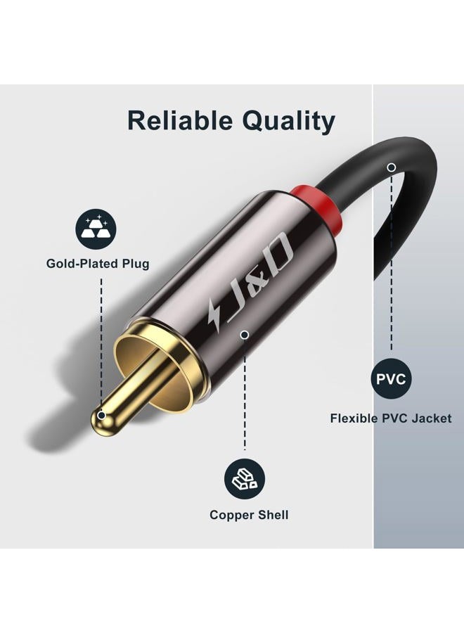 J&D [2 Pack] 2RCA to 2RCA Cable, Gold-Plated [CopperÃ‚ Shell]Ã‚ [HeavyÃ‚ Duty] 2 RCA Male to 2 RCA Male Stereo Audio Cable, RCA Cables - 3 Feet - Image 2