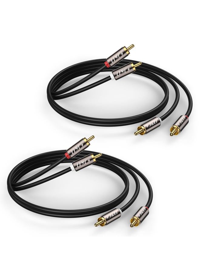 J&D [2 Pack] 2RCA to 2RCA Cable, Gold-Plated [CopperÃ‚ Shell]Ã‚ [HeavyÃ‚ Duty] 2 RCA Male to 2 RCA Male Stereo Audio Cable, RCA Cables - 3 Feet - Image 1