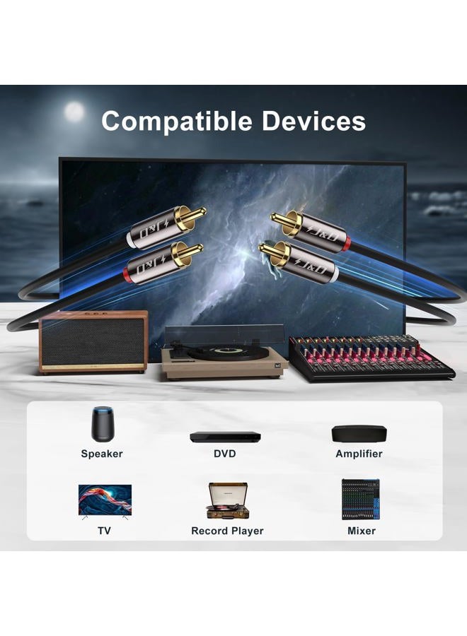 J&D [2 Pack] 2RCA to 2RCA Cable, Gold-Plated [CopperÃ‚ Shell]Ã‚ [HeavyÃ‚ Duty] 2 RCA Male to 2 RCA Male Stereo Audio Cable, RCA Cables - 3 Feet - Image 3