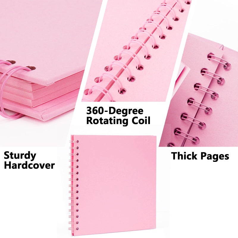 Remowith 8X8 Inch DIY Scrapbook Photo Album, Kraft Blank Paper Scrap Book 40 Pages Memory Book for Wedding Family, Pink - Image 4