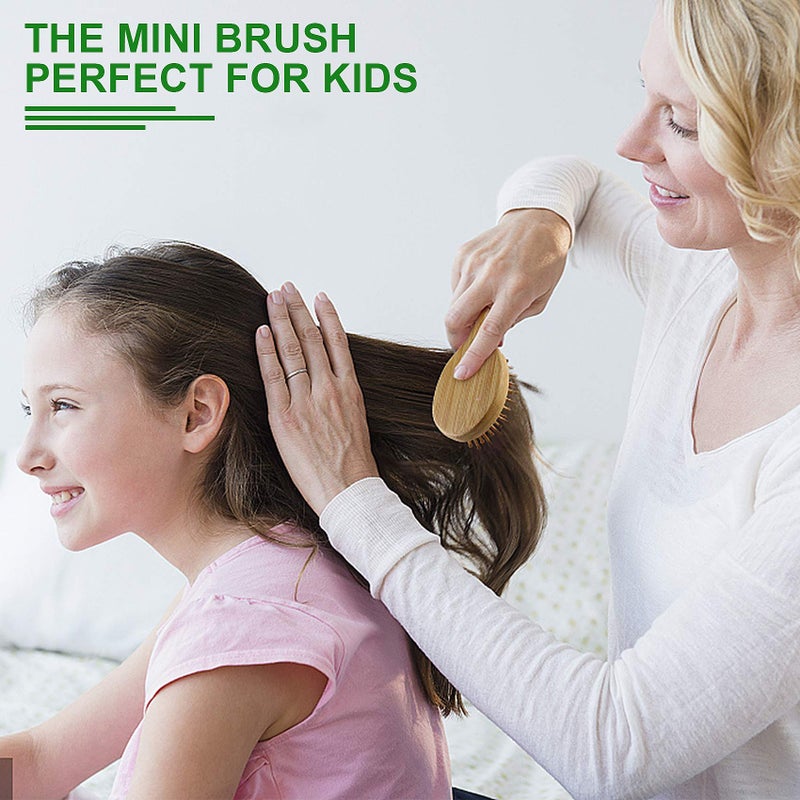 MRD 2 PCS Bamboo Detangler Mini Hair Brushes Travel Pack For Kids Gift No Wooden Bristles Hairbrush Massage Scalp For Curly Hair, Wet Dry Hair Tangle Brush - Image 3