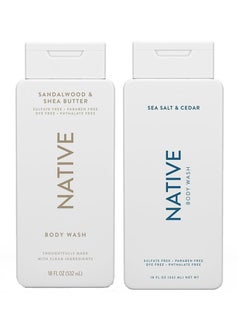 native Native Body Wash 2Pack Sandalwood  Shea Butter  Sea Salt  Cedar 18 fl oz each 
