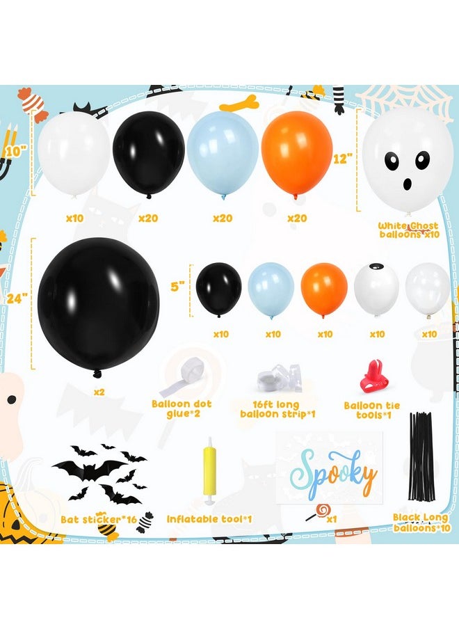 K KUMEED - 164 Pcs Halloween Balloon Garland Arch Kit,Spooky Theme Halloween Party Decorations With Cute Ghost Bat Eyeball Foil Balloons For Home Indoor Halloween Party Supplies - Image 1