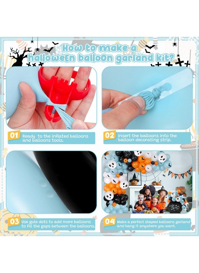 K KUMEED - 164 Pcs Halloween Balloon Garland Arch Kit,Spooky Theme Halloween Party Decorations With Cute Ghost Bat Eyeball Foil Balloons For Home Indoor Halloween Party Supplies - Image 1