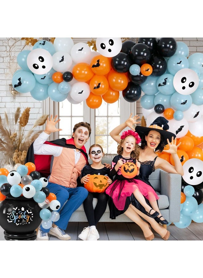 K KUMEED - 164 Pcs Halloween Balloon Garland Arch Kit,Spooky Theme Halloween Party Decorations With Cute Ghost Bat Eyeball Foil Balloons For Home Indoor Halloween Party Supplies - Image 1