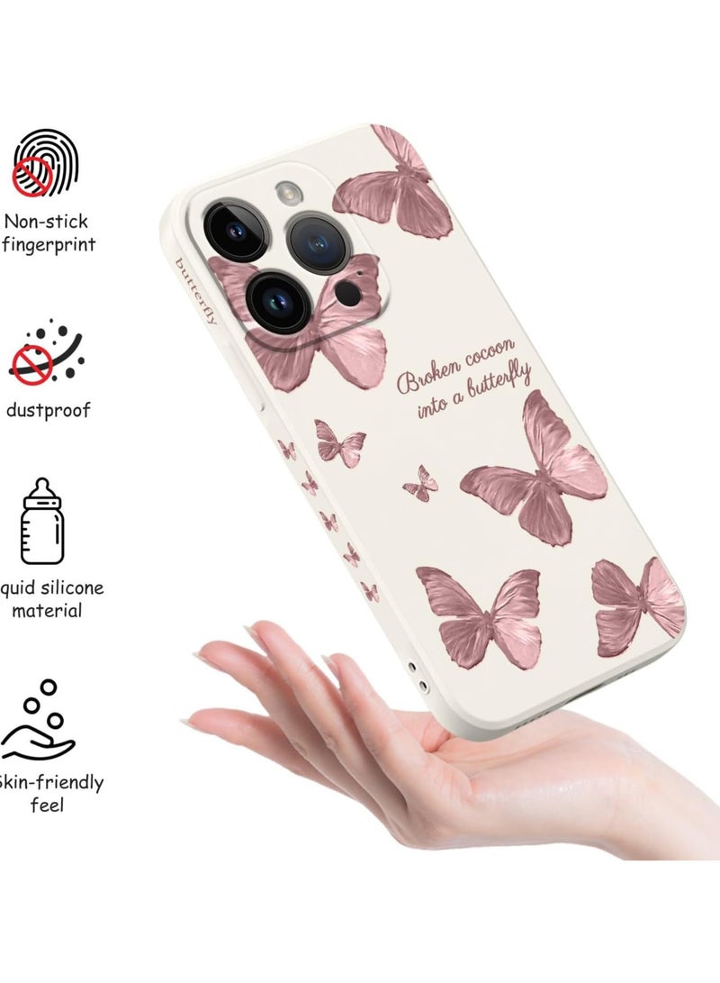 اليشمك For iPhone 13 Pro Max Case Flower erfly Cute Astronaut Design Phone Cover Soft Microfiber Lining Slim Liquid Silicone 13 Pro Max Case-White 3 - Image 5