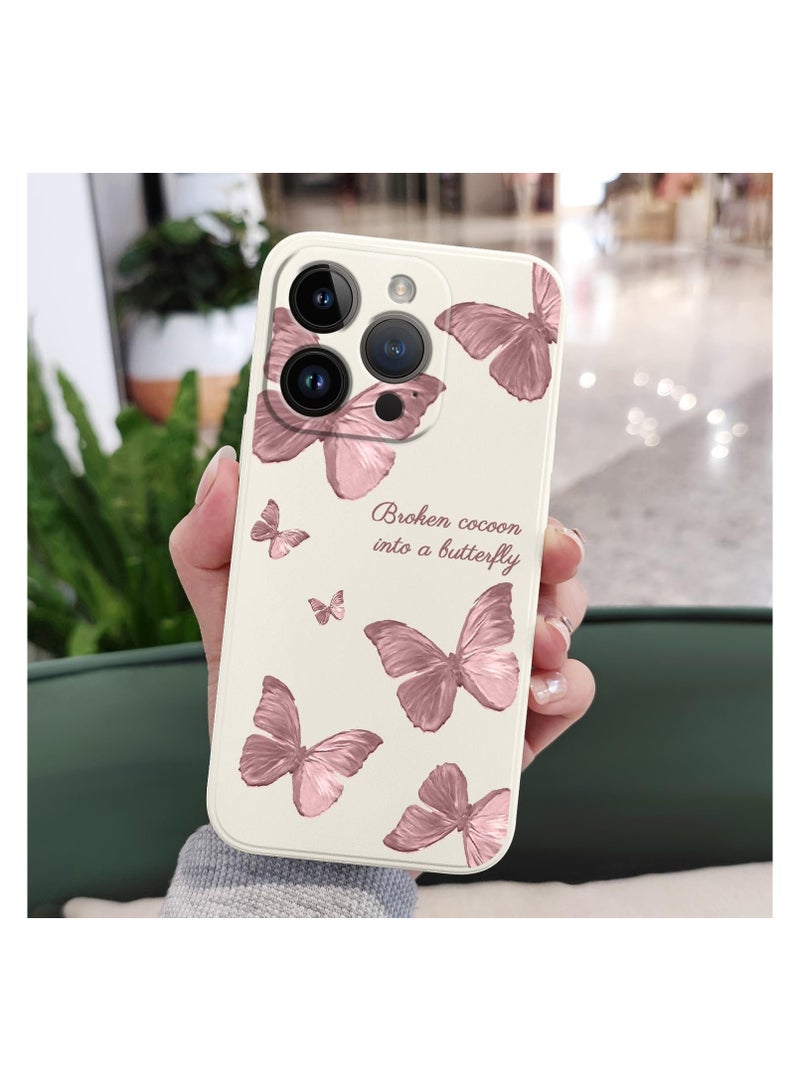 اليشمك For iPhone 13 Pro Max Case Flower erfly Cute Astronaut Design Phone Cover Soft Microfiber Lining Slim Liquid Silicone 13 Pro Max Case-White 3 - Image 2
