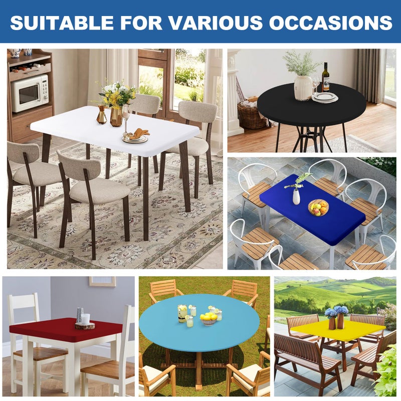 Enjoyidea Square Fitted Tablecloth 34x34 Inch-2 Pack Royal Blue Card Elastic Spandex Table Cover-Small Stretch Folding Table Cloths Topper Cap for Kitchen Dining Picnic Patio Outdoor Party Tables - Image 5