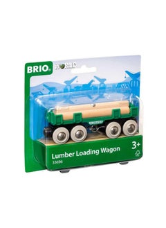 Brio BRIO World - 33696 Lumber Loading Wagon | 4 Piece Toy Train Set for Kids | FSC-Certified Wooden Components | Ideal for Ages 3 and Up - Green  - Image 1