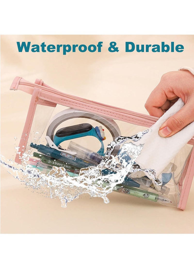 أوليس فيرس  2 حزمة كبيرة قلم رصاص شفاف حالة مقاومة للماء PVC مبطن حقيبة ماكياج واضحة الامتحان السفر التجميل تخزين حقيبة للمدرسة المكتب والأمتعة أسود + رمادي - Image 4