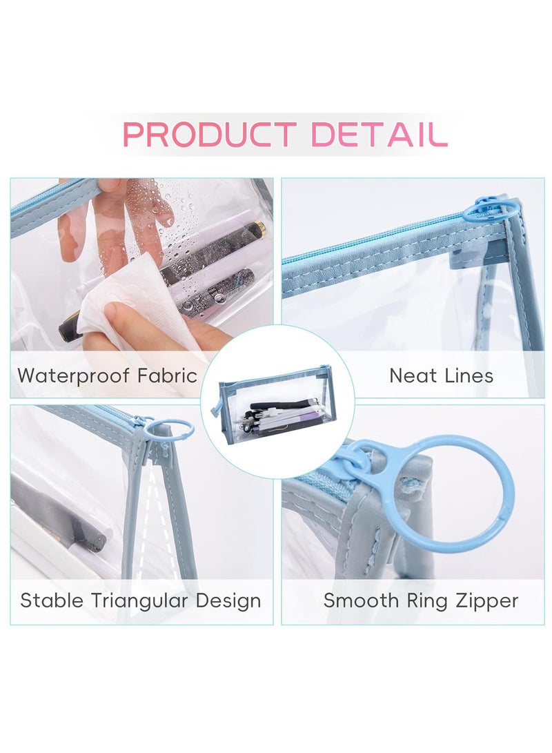 أوليس فيرس  2 حزمة كبيرة قلم رصاص شفاف حالة مقاومة للماء PVC مبطن حقيبة ماكياج واضحة الامتحان السفر التجميل تخزين حقيبة للمدرسة المكتب والأمتعة أسود + رمادي - Image 3