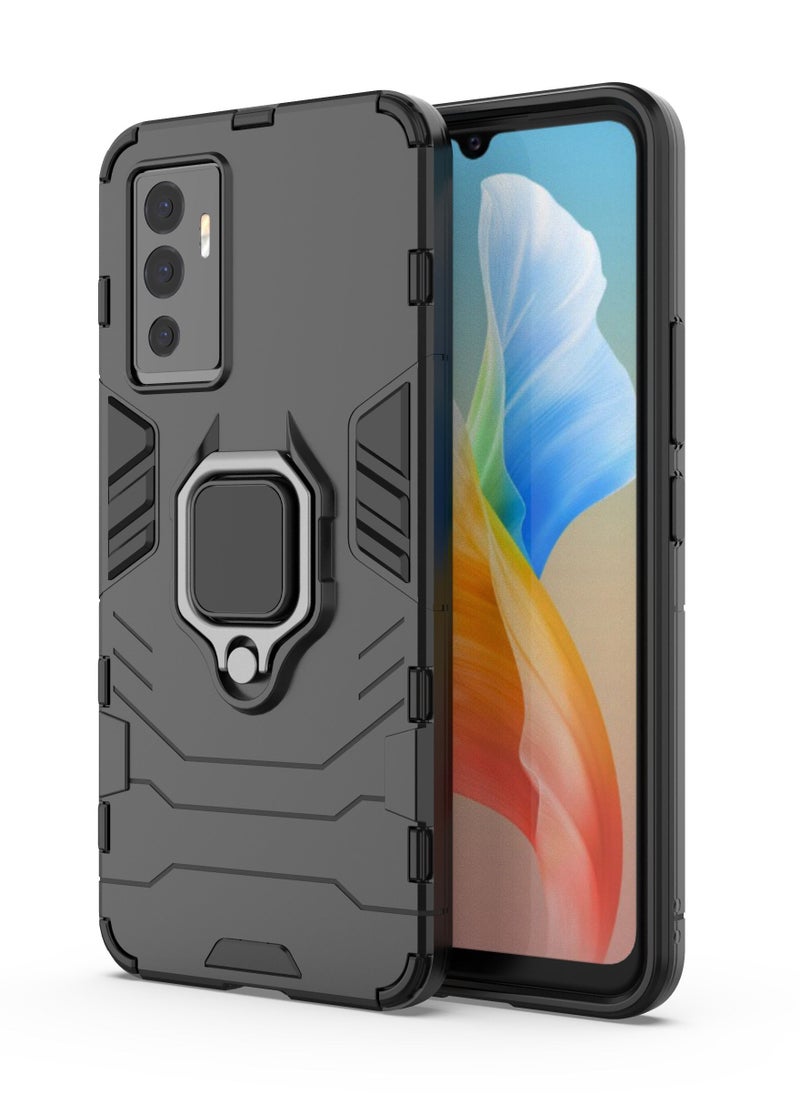 جولدن ماسك جولدن ماسك فيفو في 23 اى (Vivo V23E) جراب حماية مضاد للصدمات مع حلقة معدنية - (اسود)  - Image 2
