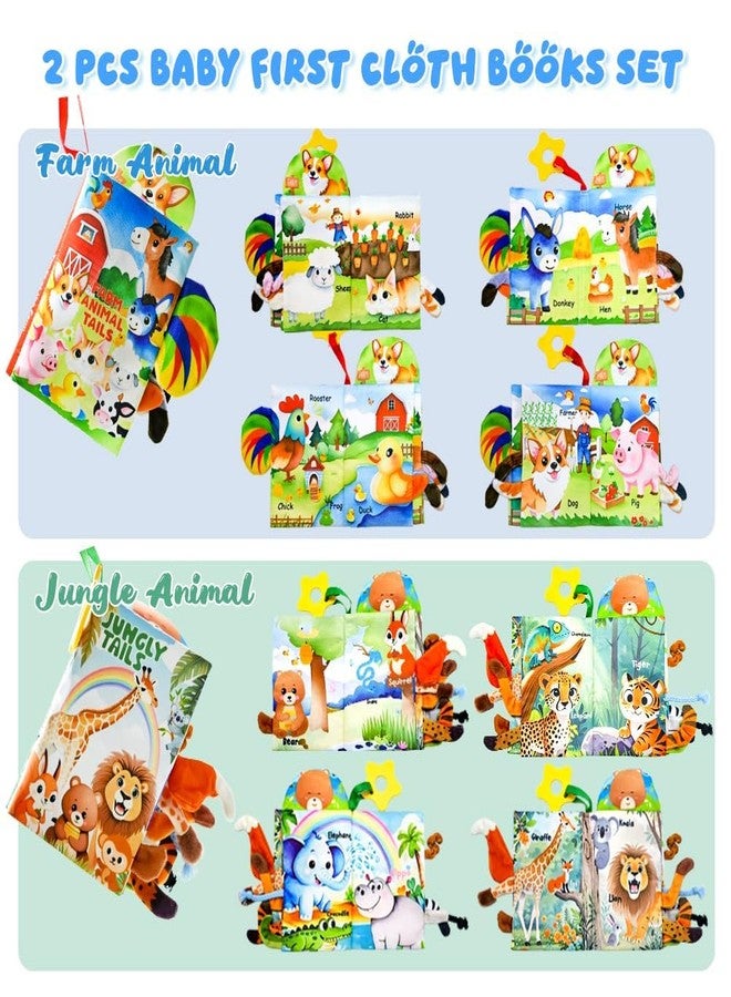 Kimicare 2 PCS Baby Books 0-6 Months, Crinkle Books for Babies, Jungle Tails Soft Cloth Book for Babies 6-12 Months, Infant Farms Sensory Book, Tummy Time Toys - Image 3