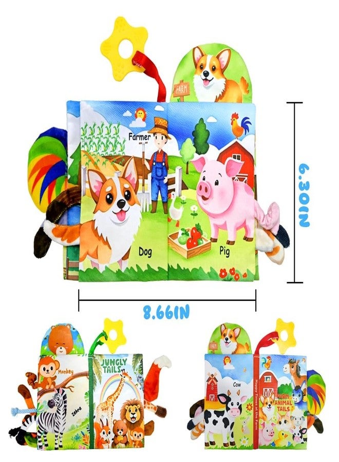 Kimicare 2 PCS Baby Books 0-6 Months, Crinkle Books for Babies, Jungle Tails Soft Cloth Book for Babies 6-12 Months, Infant Farms Sensory Book, Tummy Time Toys - Image 2