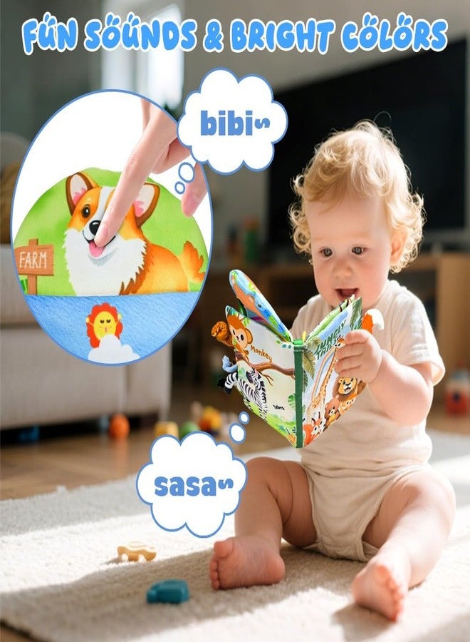 Kimicare 2 PCS Baby Books 0-6 Months, Crinkle Books for Babies, Jungle Tails Soft Cloth Book for Babies 6-12 Months, Infant Farms Sensory Book, Tummy Time Toys - Image 5