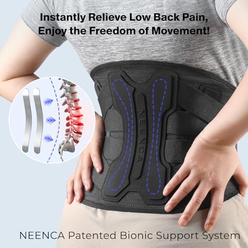 NEENCA Back Brace for Lower Back Pain Relief with Bionic Support System, Lumbar Support Belt for Women&Men with Lumbar Pad, Breathable 3D Knit Fabric for Herniated Disc, Sciatica, Scoliosis... -Black - Image 4