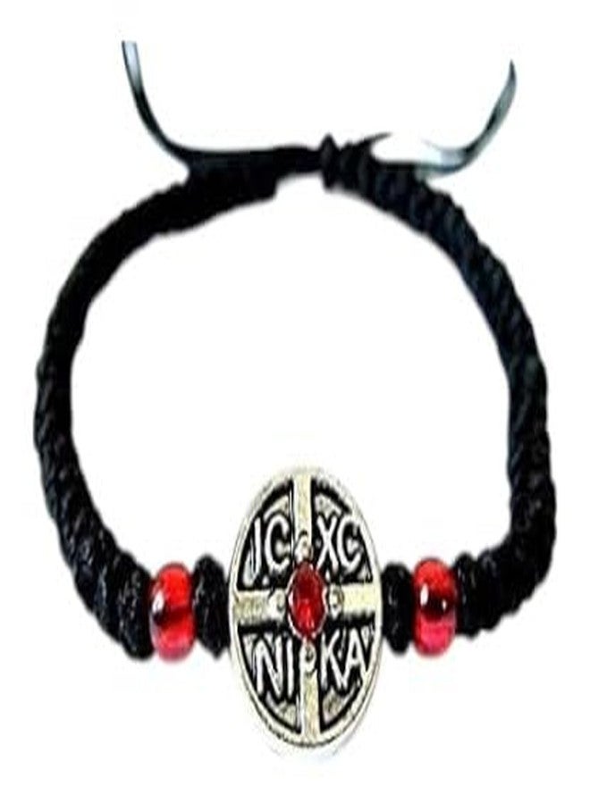 Iconsgr Handmade Christian Orthodox Komboskoini Prayer Rope Bracelet Black with Adjustable Cord BR2 - Image 1
