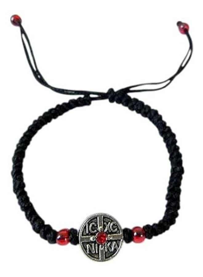 Iconsgr Handmade Christian Orthodox Komboskoini Prayer Rope Bracelet Black with Adjustable Cord BR2 - Image 3