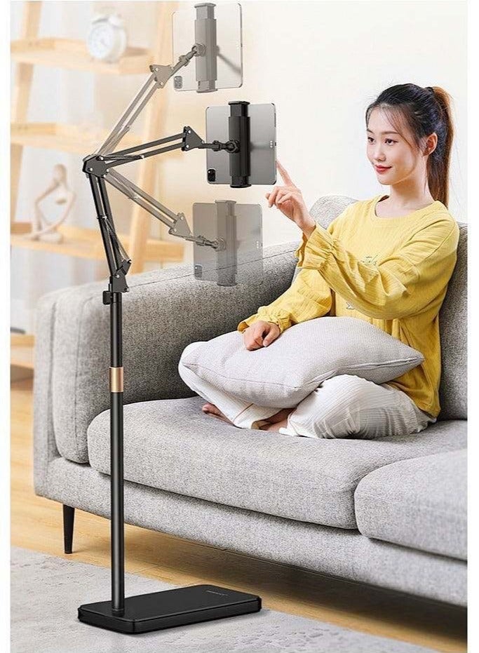 APEX Heavy-Duty Floor Phone Stand with 360° Rotation - Adjustable Tablet Holder, Microphone Stand - Image 2