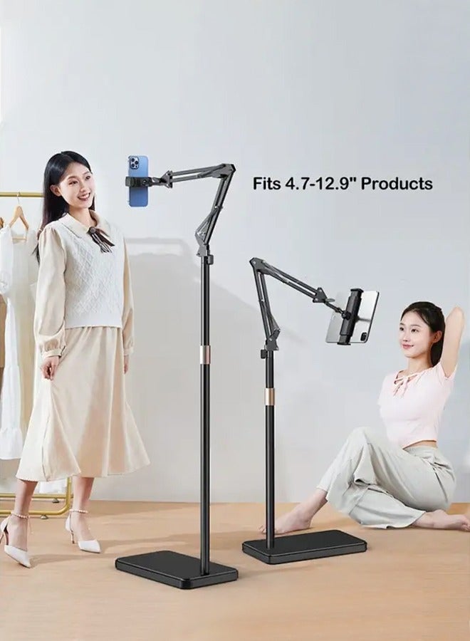 APEX Heavy-Duty Floor Phone Stand with 360° Rotation - Adjustable Tablet Holder, Microphone Stand - Image 4