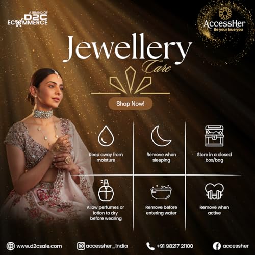 ACCESSHER Gold Tone Dazzling White Stone Mangalsutar Jewellery Necklace | Stunning Black Bead Wedding Mangalsutar | Locket With Chain | Jewellery for Women and Newly Weds (Design 2) - Image 5