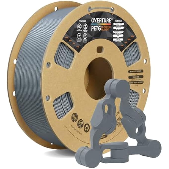 PETG FILAMENT 1.75MM, SPOOL OF 1KG (2.2LBS), DIMENSIONAL ACCURACY +/- 0.03MM (LIGHT GREY) - Image 2