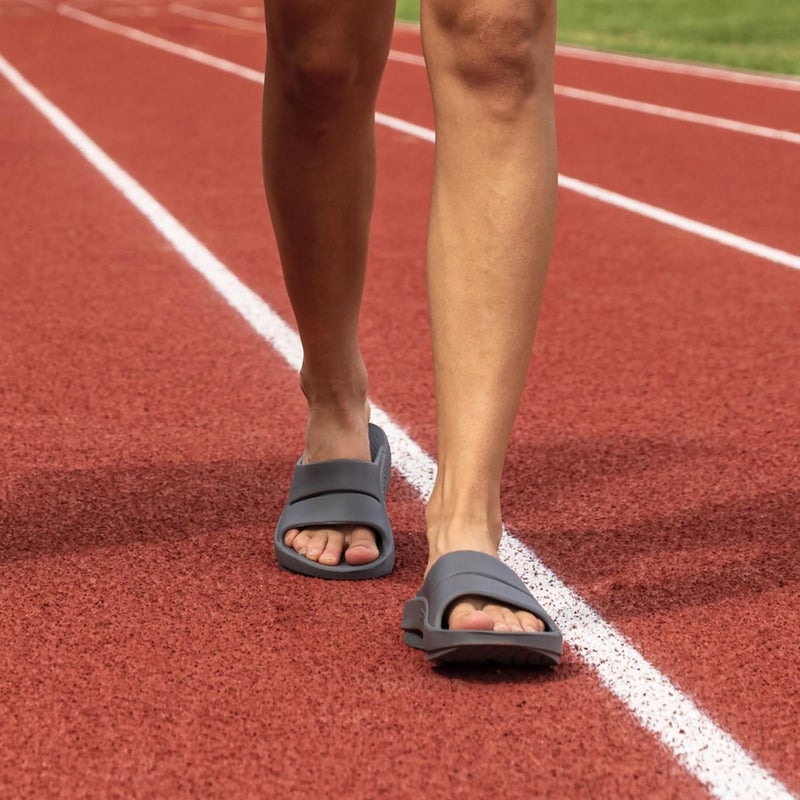 OOFOS OOahh Recovery Slide, Slate - Womenâ€™s Size 13, Menâ€™s Size 11 - Image 2