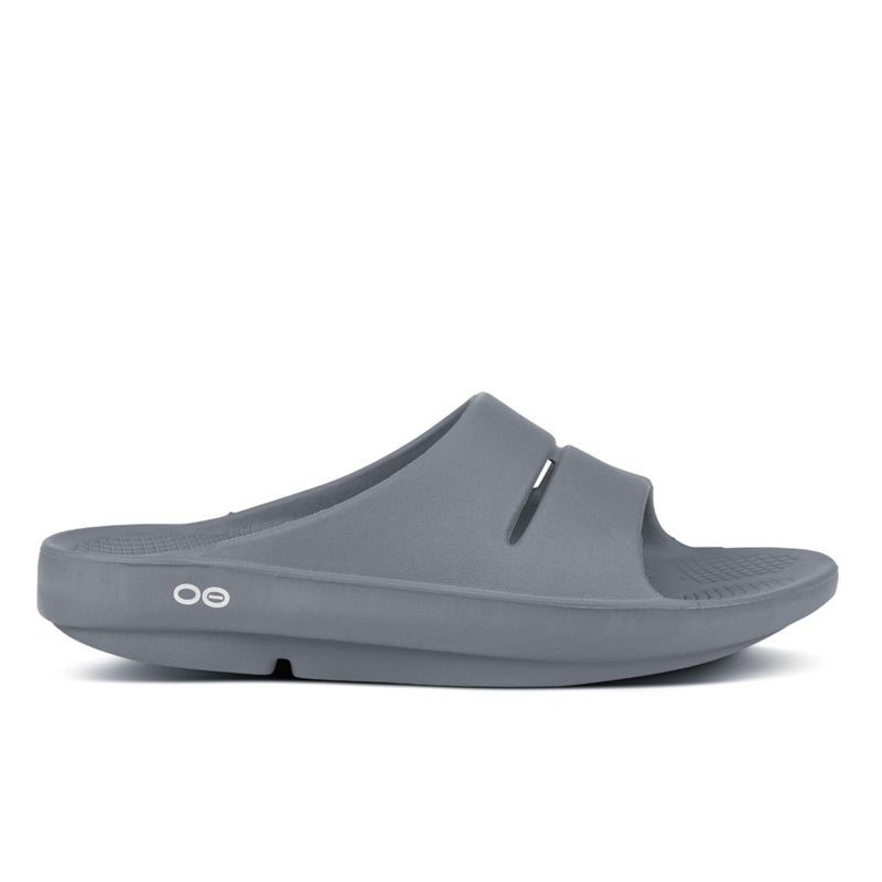 OOFOS OOahh Recovery Slide, Slate - Womenâ€™s Size 13, Menâ€™s Size 11 - Image 4
