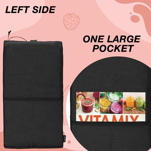 CROTIRAD Hanging Blender Cover Compatible with Vitamix Low-Profile 64 oz. Blender, Foldable Dust Cover with Accessory Pockets for Kitchen Blender, Black Quilted - Image 3