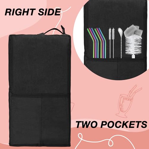CROTIRAD Hanging Blender Cover Compatible with Vitamix Low-Profile 64 oz. Blender, Foldable Dust Cover with Accessory Pockets for Kitchen Blender, Black Quilted - Image 2