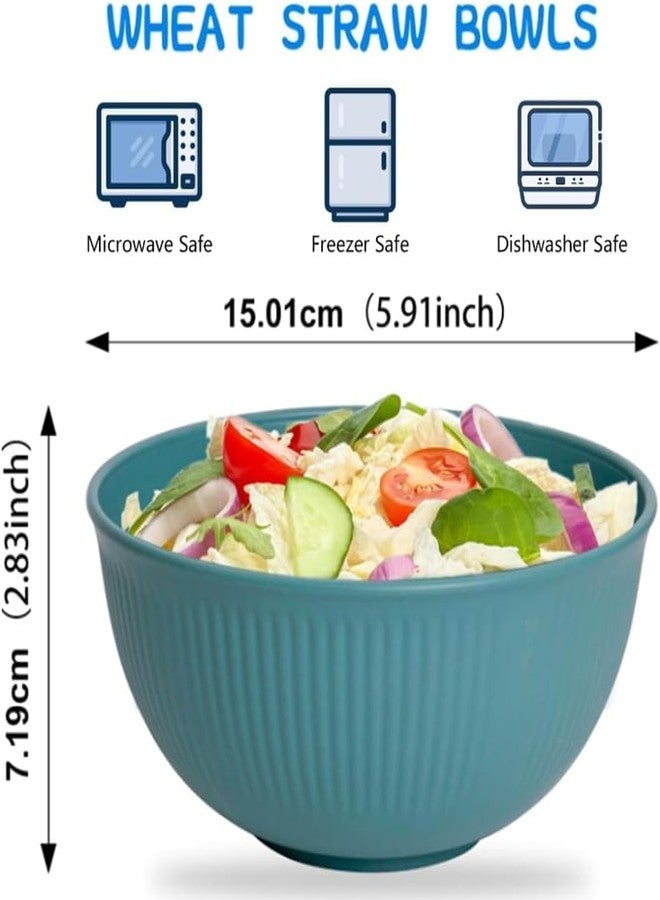 PRANIJ Reusable Wheat Straw Bowl Set of 6 - Dishwasher & Microwave Safe - BPA Free - Unbreakable Cereal Bowls for Salad, Rice, Soup - 750 ML - Image 5