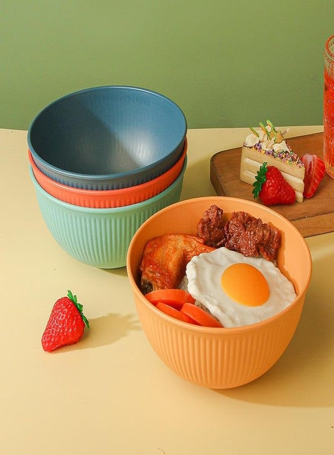 PRANIJ Reusable Wheat Straw Bowl Set of 6 - Dishwasher & Microwave Safe - BPA Free - Unbreakable Cereal Bowls for Salad, Rice, Soup - 750 ML - Image 2