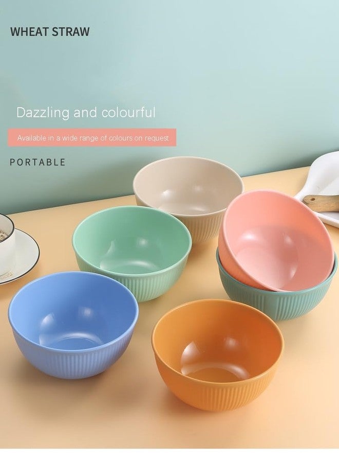 PRANIJ Reusable Wheat Straw Bowl Set of 6 - Dishwasher & Microwave Safe - BPA Free - Unbreakable Cereal Bowls for Salad, Rice, Soup - 750 ML - Image 3