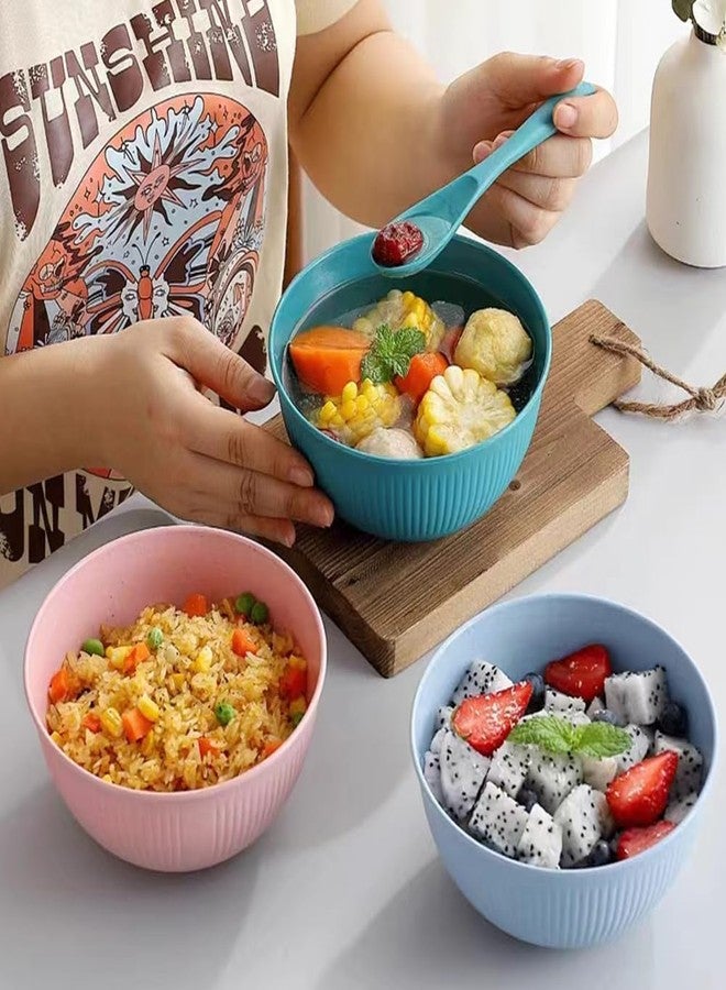PRANIJ Reusable Wheat Straw Bowl Set of 6 - Dishwasher & Microwave Safe - BPA Free - Unbreakable Cereal Bowls for Salad, Rice, Soup - 750 ML - Image 4