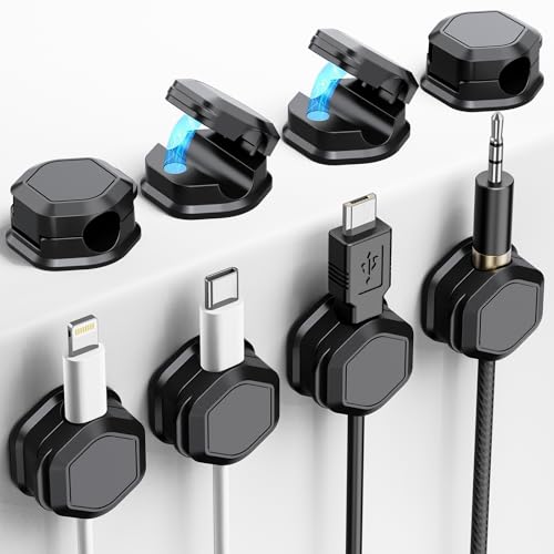 TINGHUI 8 Pack Cord Organizer Cord Holder for Nightstand Cable Clips Cord Holder Magnetic Cord Organizer for Desk Nightstand Phone Charger Computer Home Office Car - Image 1
