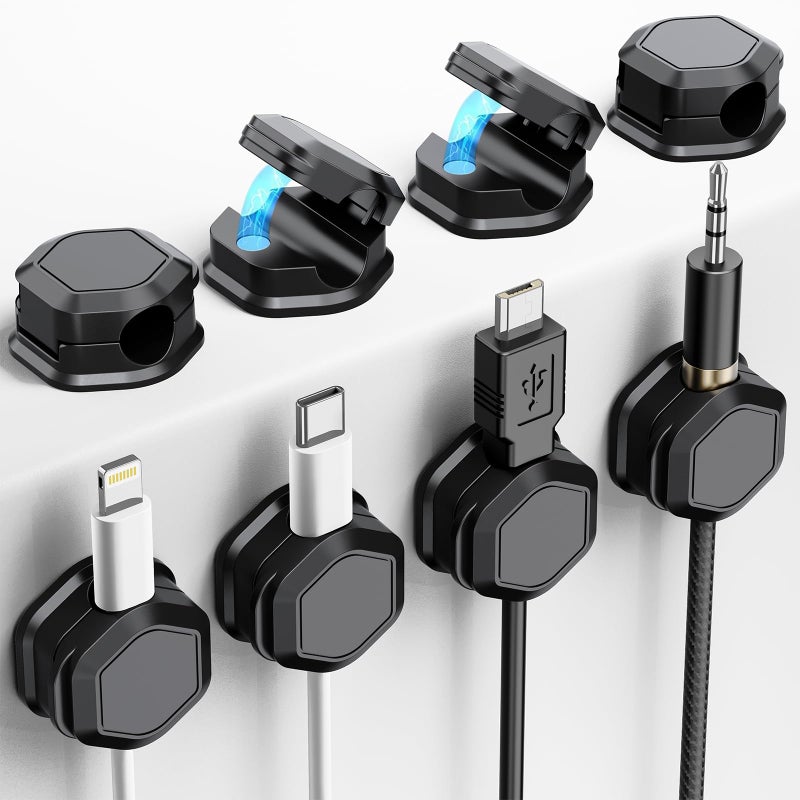 TINGHUI 8 Pack Cord Organizer Cord Holder for Nightstand Cable Clips Cord Holder Magnetic Cord Organizer for Desk Nightstand Phone Charger Computer Home Office Car - Image 2