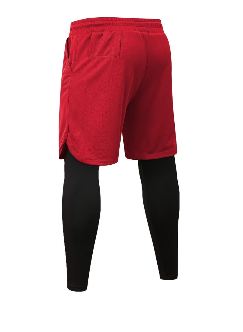 Loquat Men Quick Dry Breathable Elastic Running Trouser Red  - Image 2