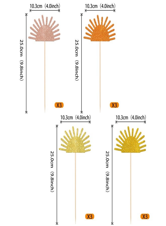 Rsstarxi 12 Pack Sun Centerpiece Sticks, Sunshine Party Decorations, Double Sided Glitter Sun Baby Shower Birthday Theme Party Decorations, for Sun Theme Baby Shower First Birthday Party Decorations - Image 2