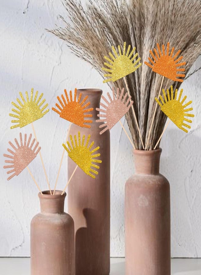 Rsstarxi 12 Pack Sun Centerpiece Sticks, Sunshine Party Decorations, Double Sided Glitter Sun Baby Shower Birthday Theme Party Decorations, for Sun Theme Baby Shower First Birthday Party Decorations - Image 3