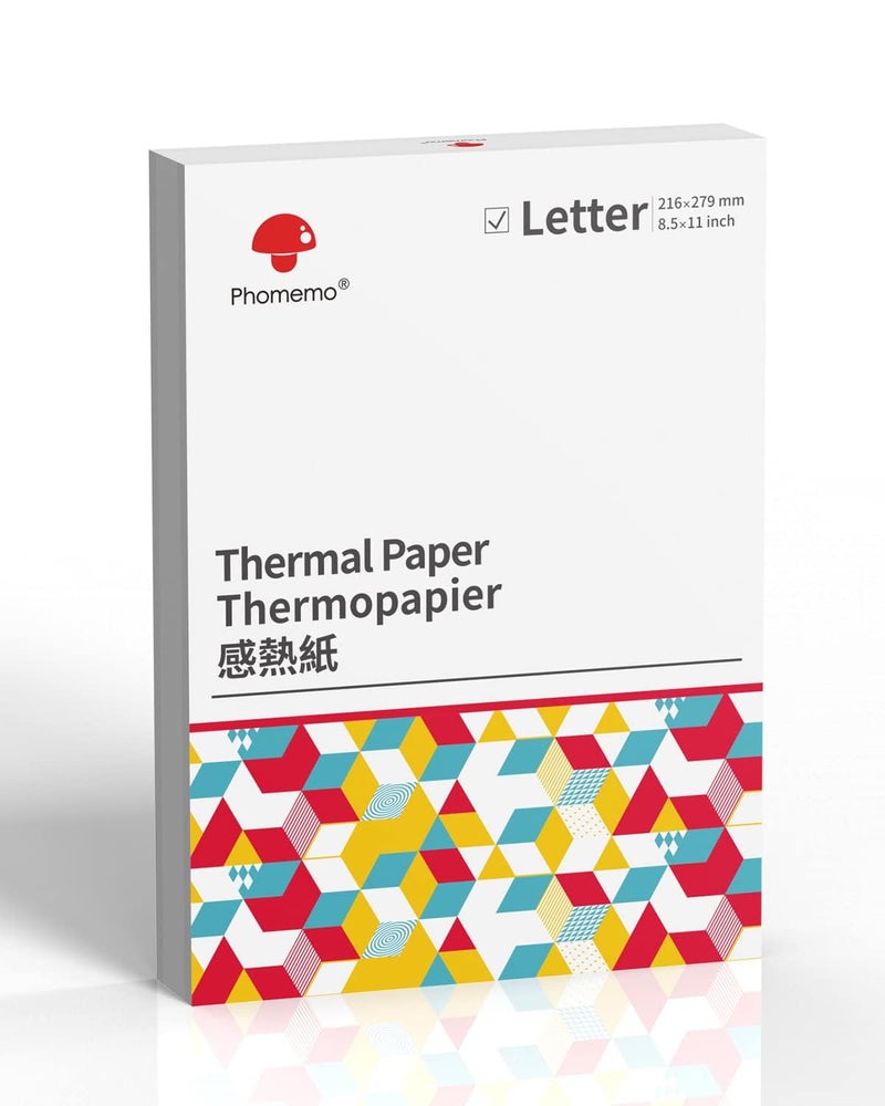 Phomemo Thermal Printer Paper 8.5 x 11 Inch, Advanced Thermal Printing, Thermal Paper Compatible with M08F-Letter, M832, M834, MT800, with Brother Letter Portable Printer, Size 8.5" x 11", 100 Sheets - Image 1