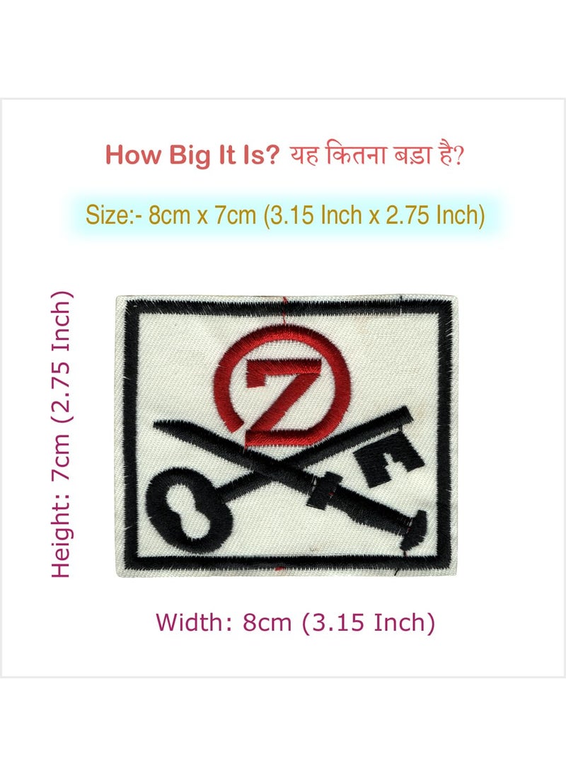 Generic - Sword & Key Applique Embroidered Sew-on Patch ; Size Small: 8cm x 7cm for Jackets, Bags, Caps, T-Shirts, Jeans, Outdoor Clothing ; Imported from Malaysia (1 Piece). (Code: SBX-214) - Image 1
